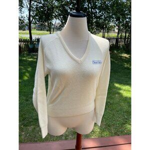 Team Xerox Pine State Womens Sweater V-Neck L Ivory Made In USA